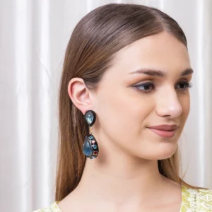Alloy Enamel Blue Glass Water Drop Earring