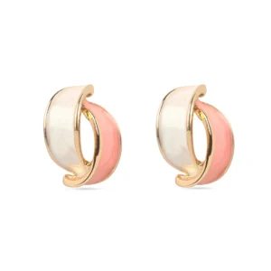 Anti-Tarnish Dual Peach and White Enamel Earring