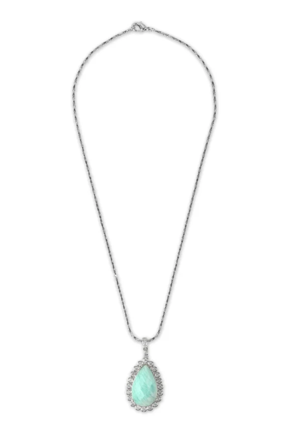Green stone American diamond pendent - Image 3