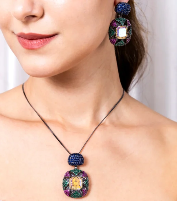 Tasmaye Celestia nano setting Silver Pendant Set - Image 2