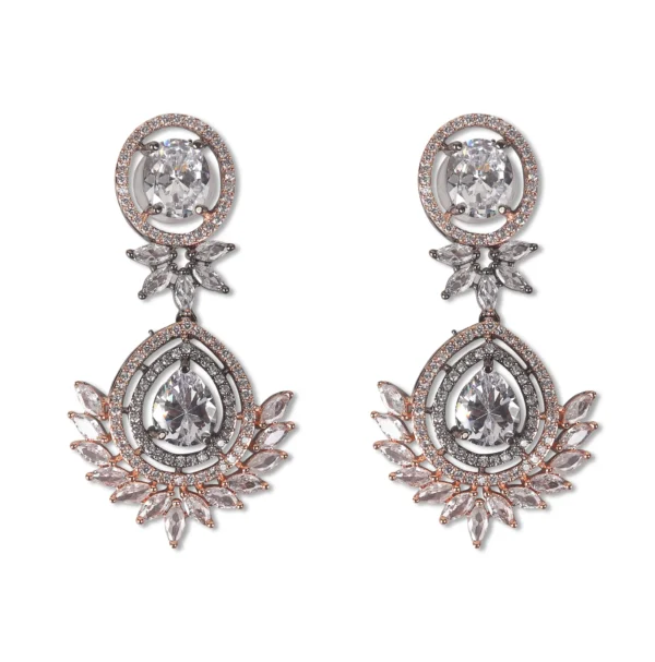 Tasmaye premium Rose Gold plated American Diamond necklace set Wedding Special - Image 6
