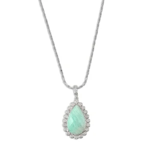Green stone American diamond pendent