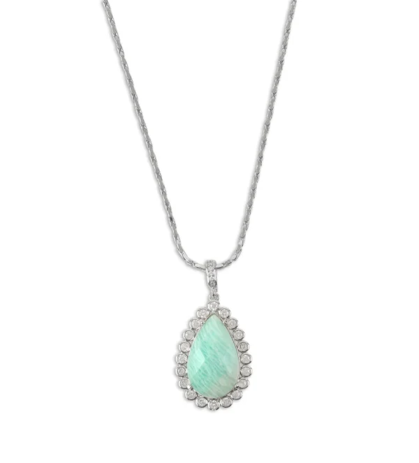 Green stone American diamond pendent