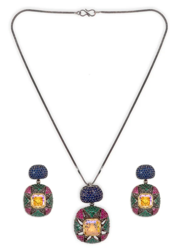 Tasmaye Celestia nano setting Silver Pendant Set